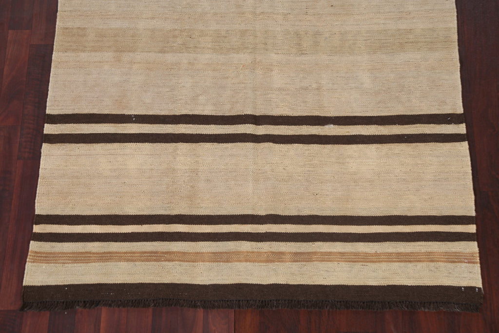 Natural Dye Stripe Kilim Flat Weave Area Rug 5x6