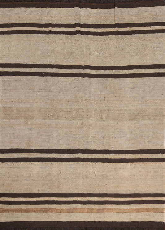 Natural Dye Stripe Kilim Flat Weave Area Rug 5x6