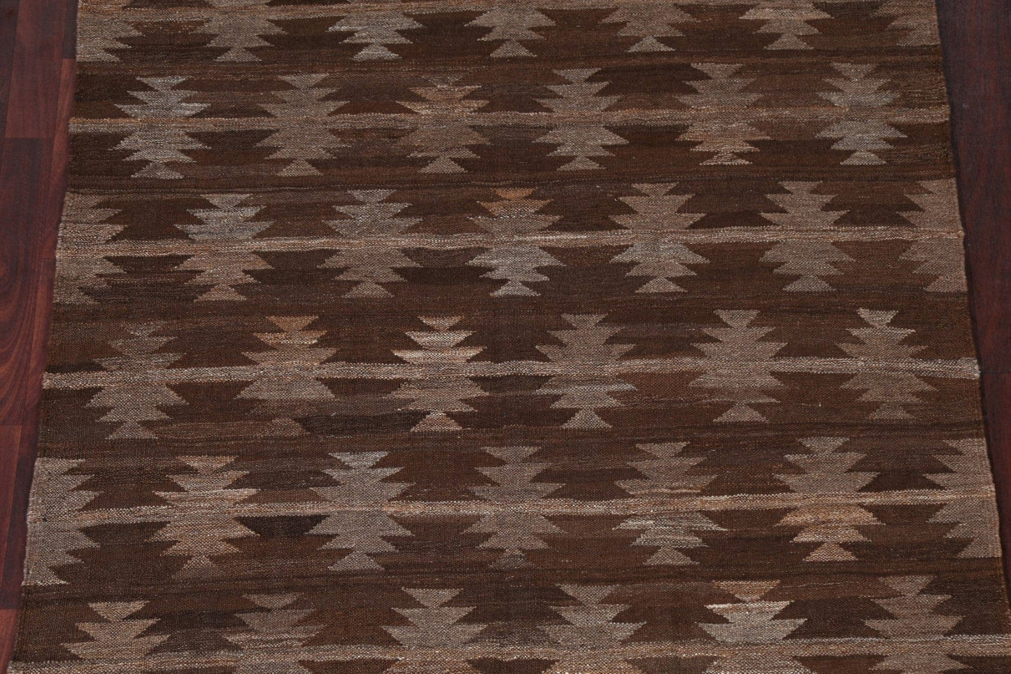 Natural Dye Brown Kilim Flat Weave Area Rug 5x7