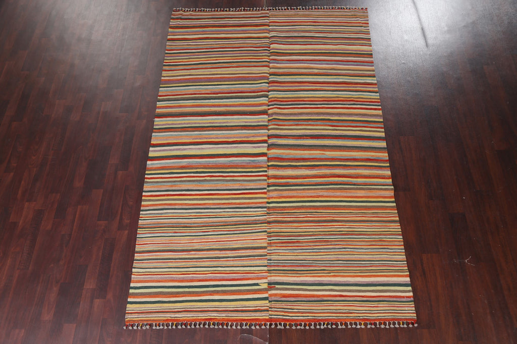 Stripe Wool Kilim Handmade Area Rug 6x10