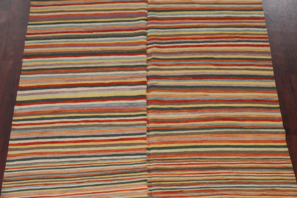 Stripe Wool Kilim Handmade Area Rug 6x10