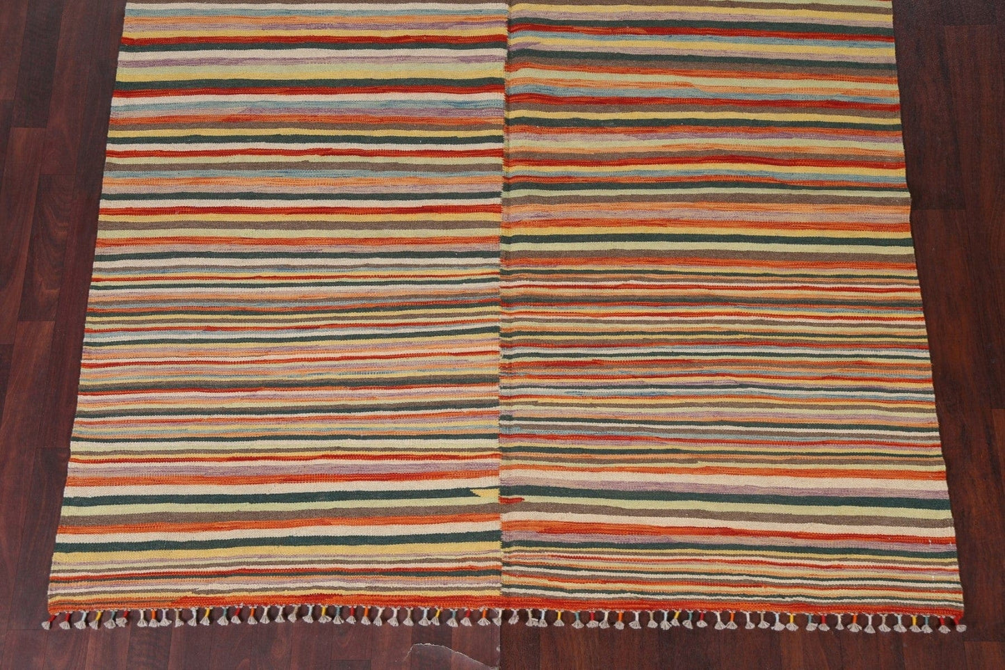 Stripe Wool Kilim Handmade Area Rug 6x10