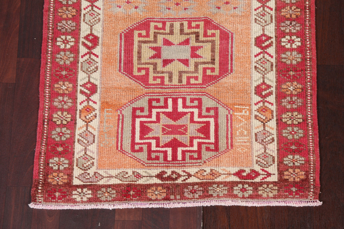 Geometric Wool Oushak Turkish Runner Rug 3x13