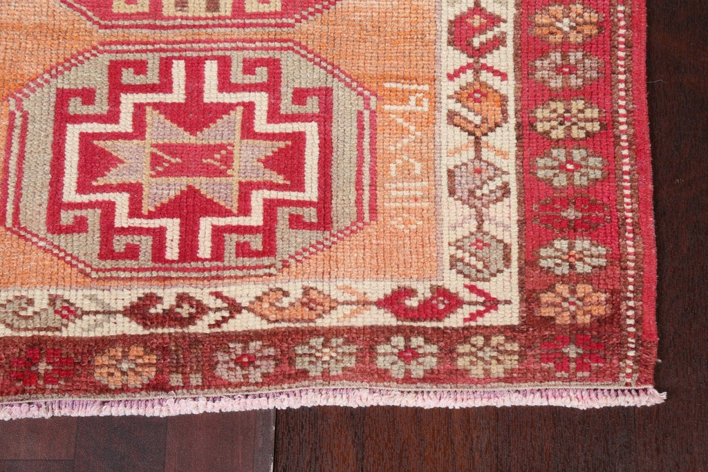 Geometric Wool Oushak Turkish Runner Rug 3x13