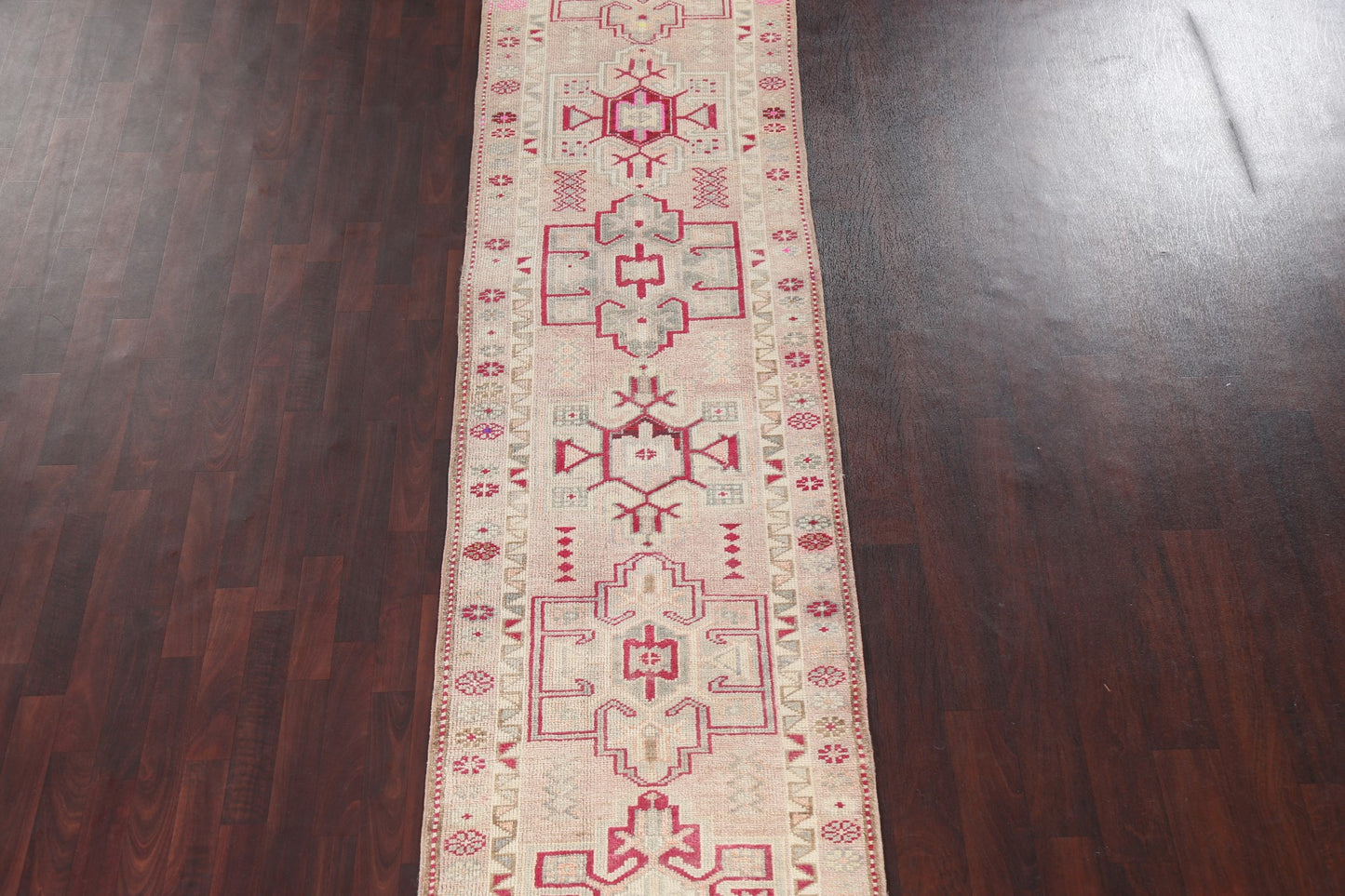 Geometric Wool Oushak Turkish Runner Rug 3x14