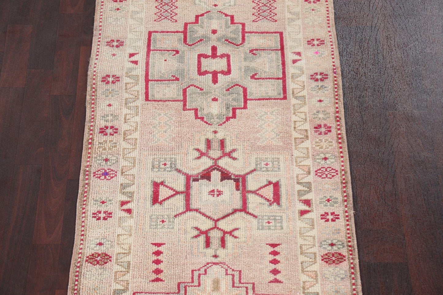 Geometric Wool Oushak Turkish Runner Rug 3x14