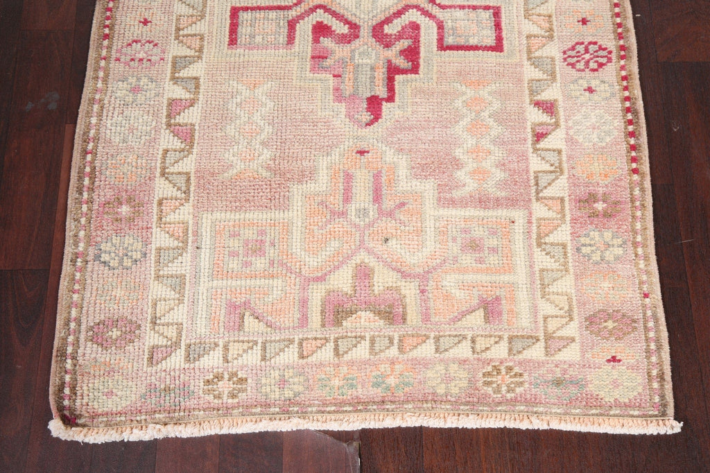 Geometric Wool Oushak Turkish Runner Rug 3x14