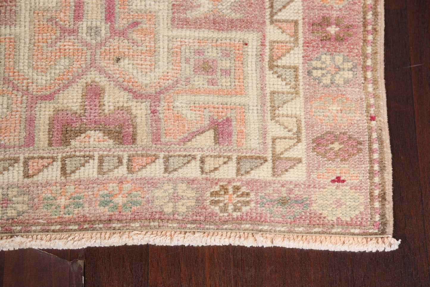 Geometric Wool Oushak Turkish Runner Rug 3x14