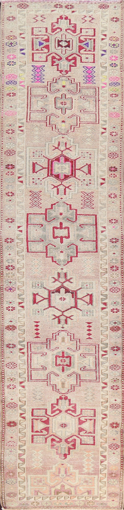 Geometric Wool Oushak Turkish Runner Rug 3x14