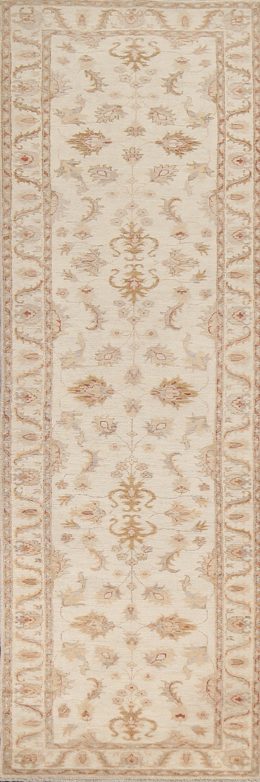 Vegetable Dye Chobi Peshawar Oriental Runner Rug 3x10