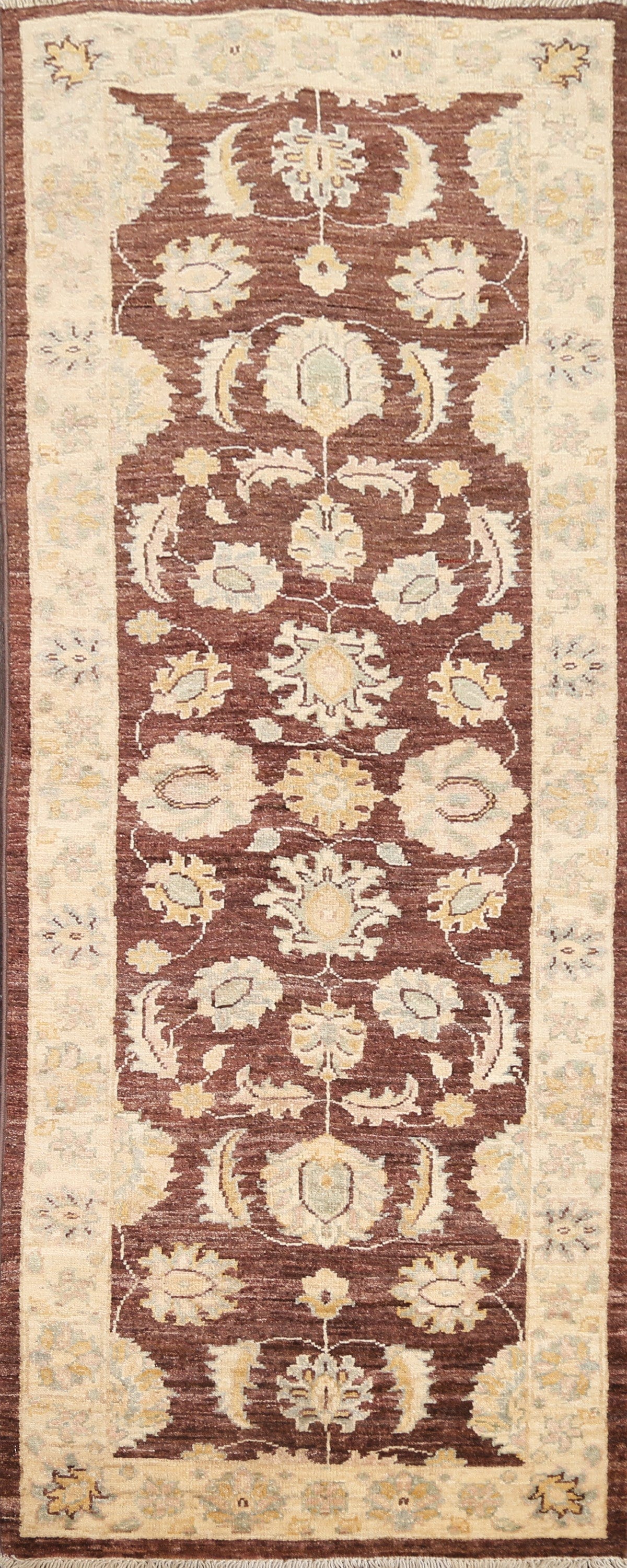 Vegetable Dye Chobi Peshawar Wool Runner Rug 2x6