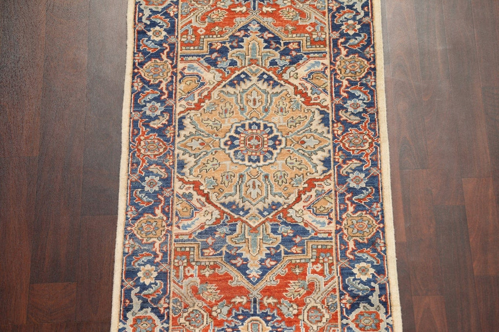 Vegetable Dye Heriz Serapi Wool Runner Rug 3x10