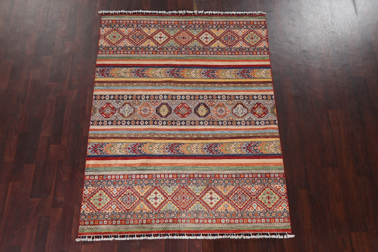 Vegetable Dye Super Kazak Wool Area Rug 5x7