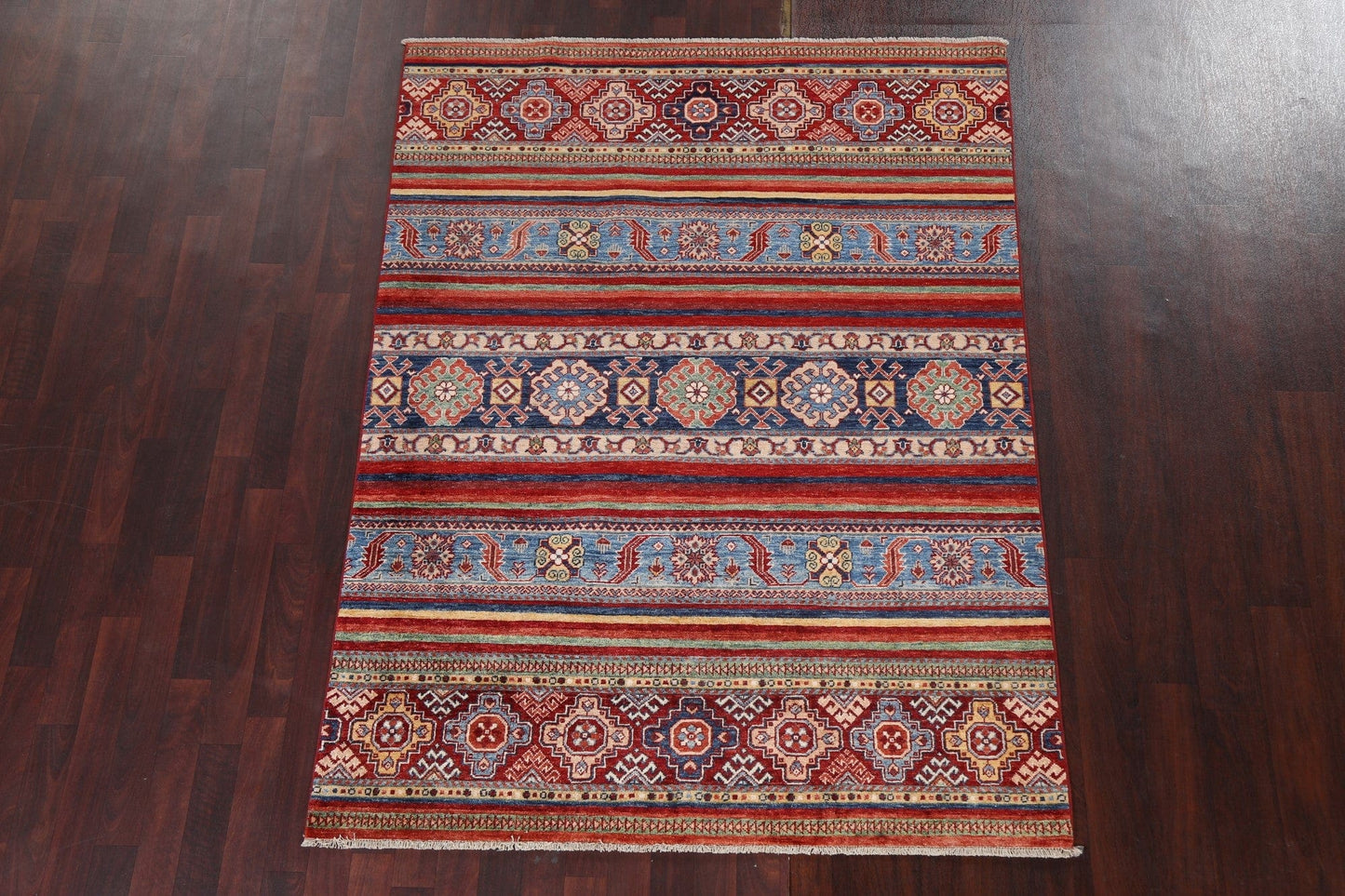 Vegetable Dye Super Kazak Handmade Area Rug 5x7