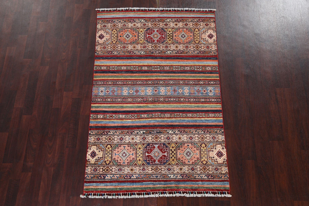 Vegetable Dye Kazak Wool Area Rug 4x6