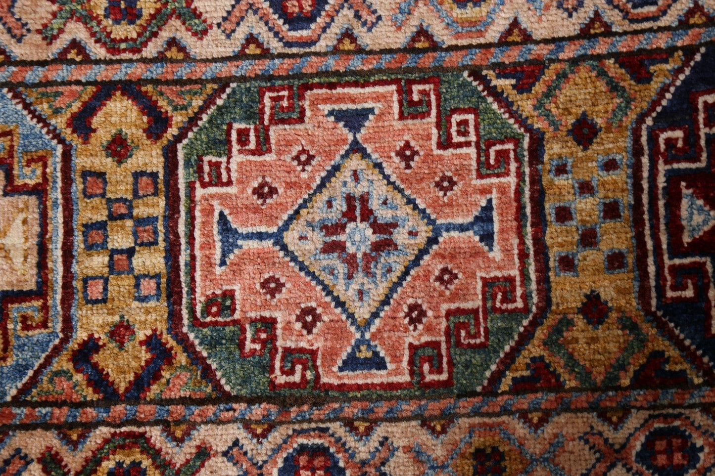 Vegetable Dye Kazak Wool Area Rug 4x6