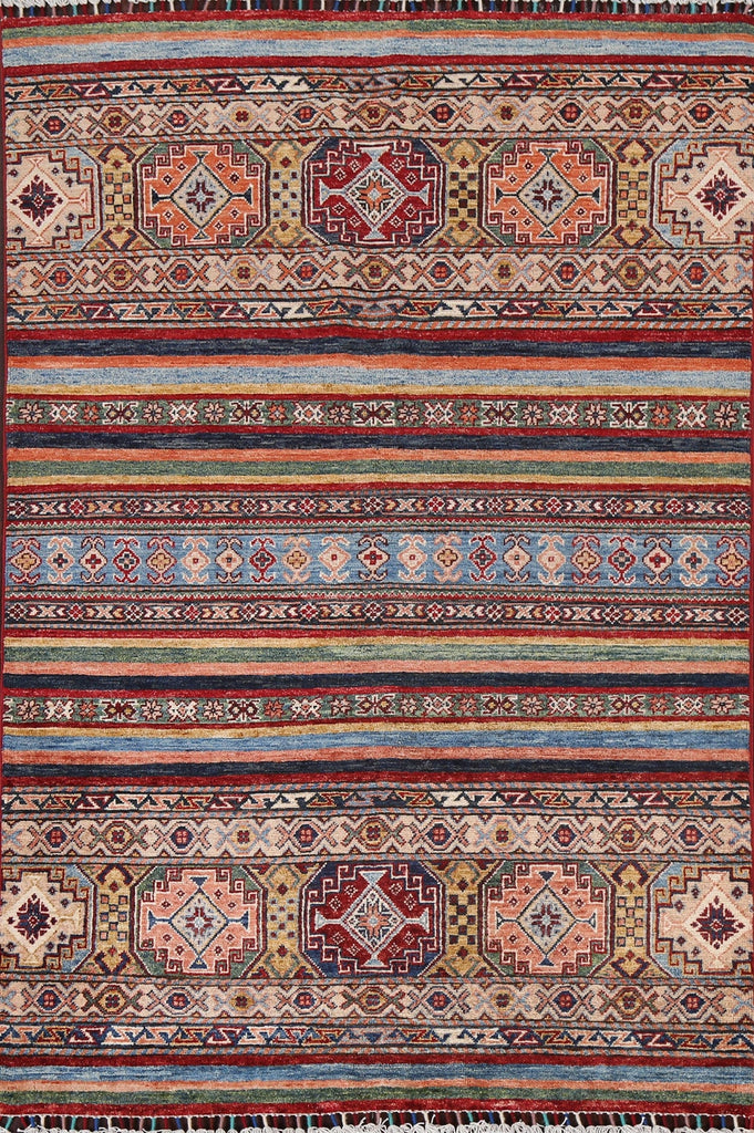 Vegetable Dye Kazak Wool Area Rug 4x6