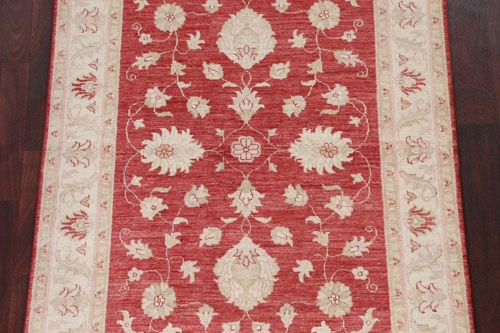 Vegetable Dye Red Chobi Peshawar Oriental Area Rug 4x5