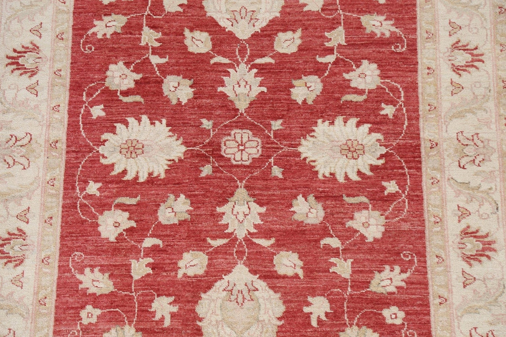 Vegetable Dye Red Chobi Peshawar Oriental Area Rug 4x5