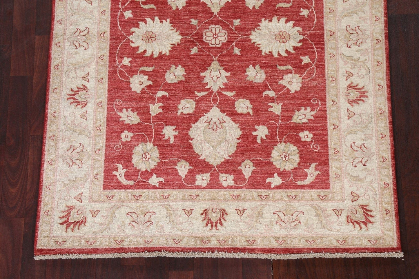 Vegetable Dye Red Chobi Peshawar Oriental Area Rug 4x5