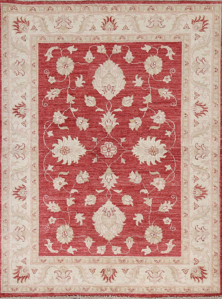 Vegetable Dye Red Chobi Peshawar Oriental Area Rug 4x5