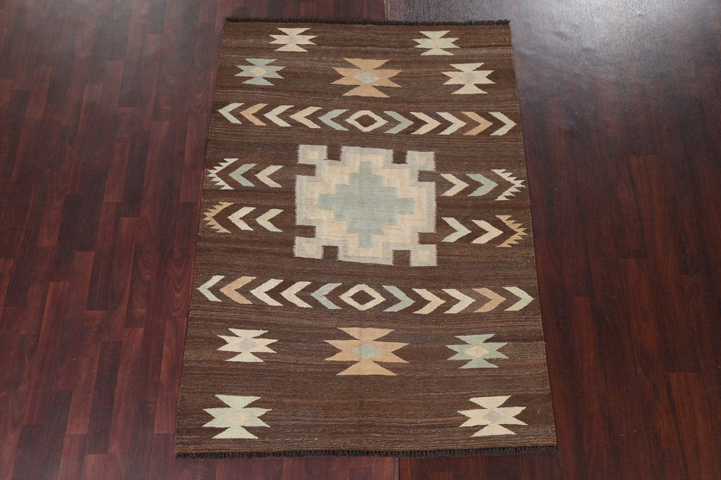 Natural Dye Kilim Flat-Woven Area Rug 5x7