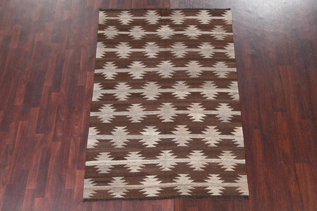 Natural Dye Kilim Flat-Woven Area Rug 5x7