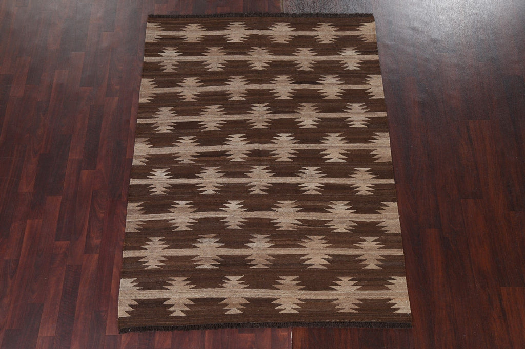 Natural Dye Tribal Kilim Flat-Woven Area Rug 5x7