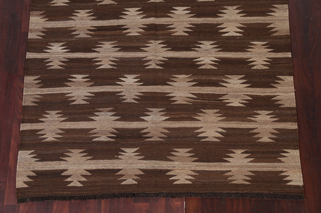 Natural Dye Tribal Kilim Flat-Woven Area Rug 5x7