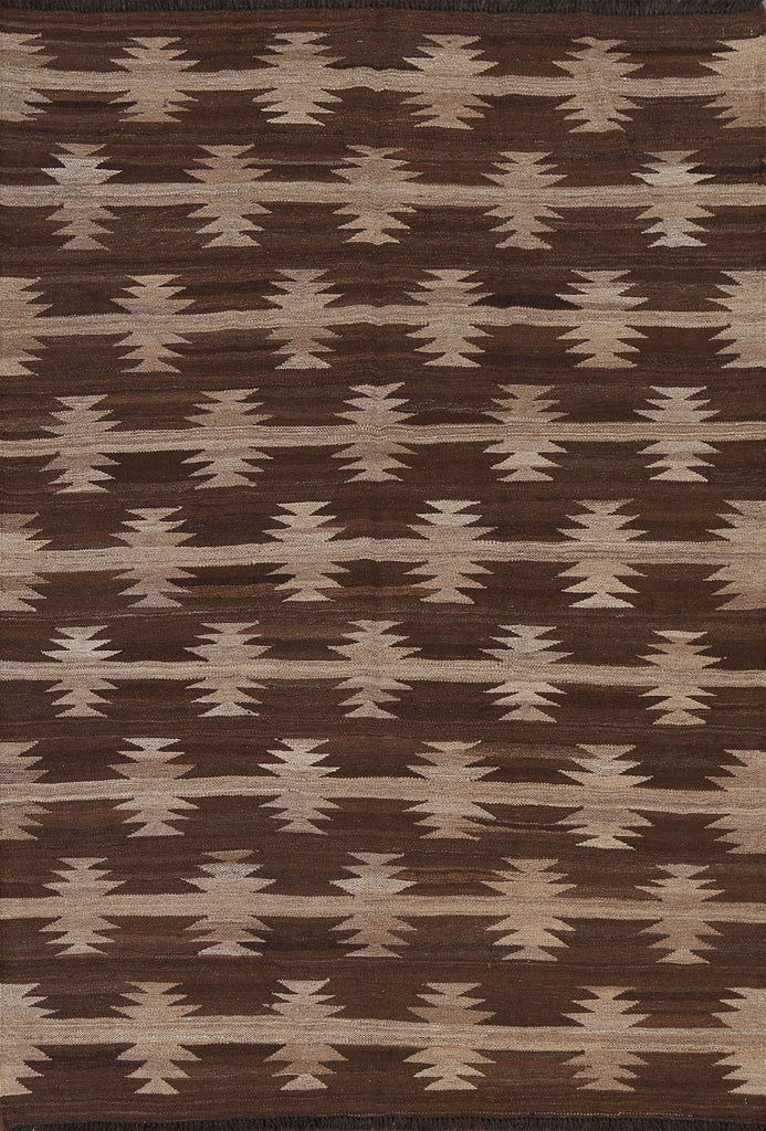 Natural Dye Tribal Kilim Flat-Woven Area Rug 5x7