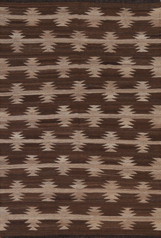 Natural Dye Tribal Kilim Flat-Woven Area Rug 5x7