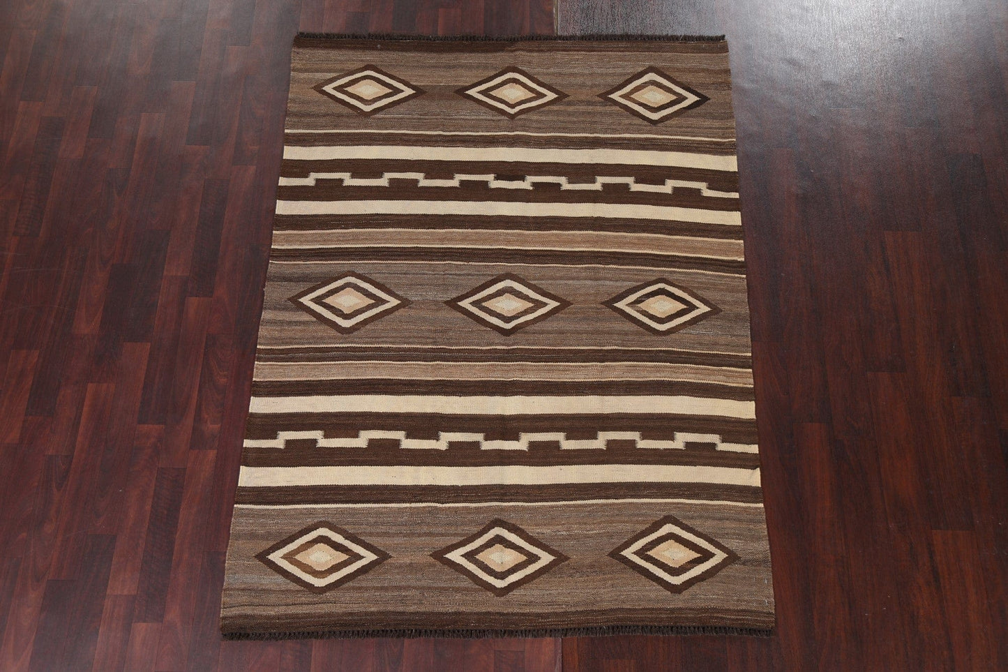 Natural Dye Tribal Kilim Flat-Woven Area Rug 5x7