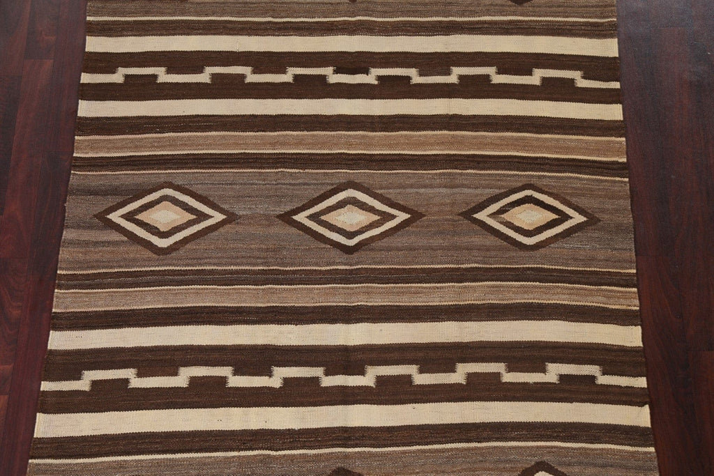 Natural Dye Tribal Kilim Flat-Woven Area Rug 5x7