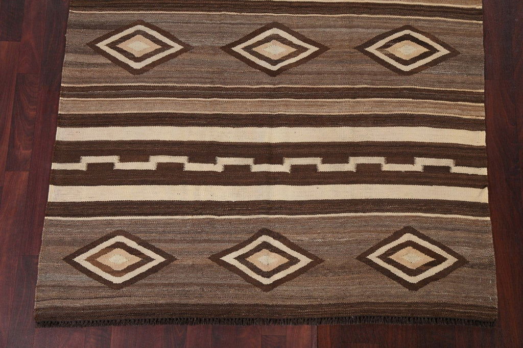 Natural Dye Tribal Kilim Flat-Woven Area Rug 5x7