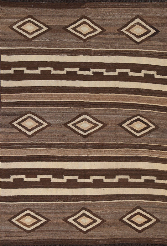 Natural Dye Tribal Kilim Flat-Woven Area Rug 5x7