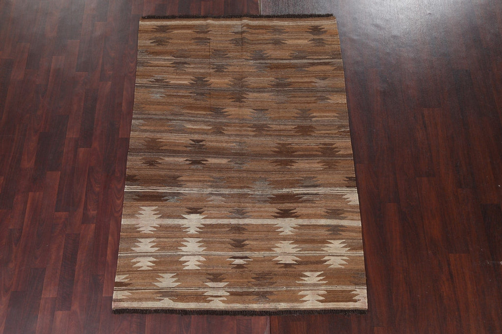 Natural Dye Tribal Kilim Flat-Woven Area Rug 5x7