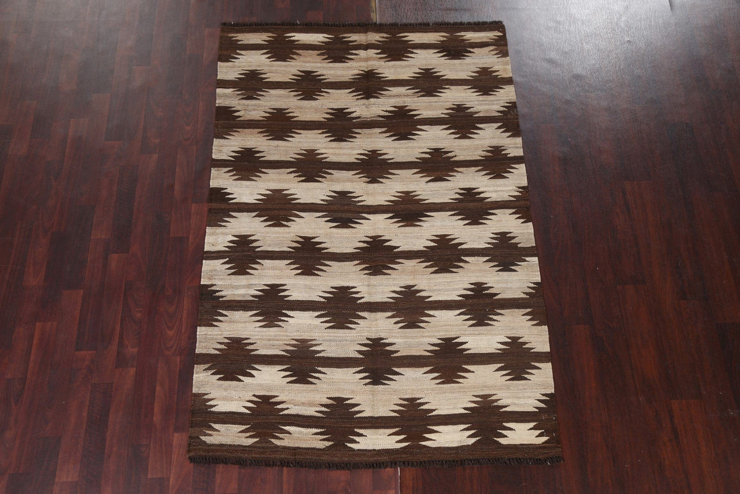 Natural Dye Wool Kilim Flat-Woven Area Rug 5x7