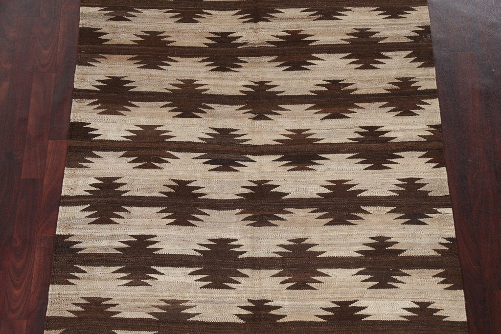 Natural Dye Wool Kilim Flat-Woven Area Rug 5x7