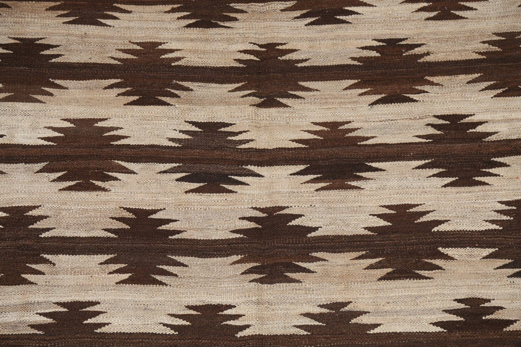 Natural Dye Wool Kilim Flat-Woven Area Rug 5x7