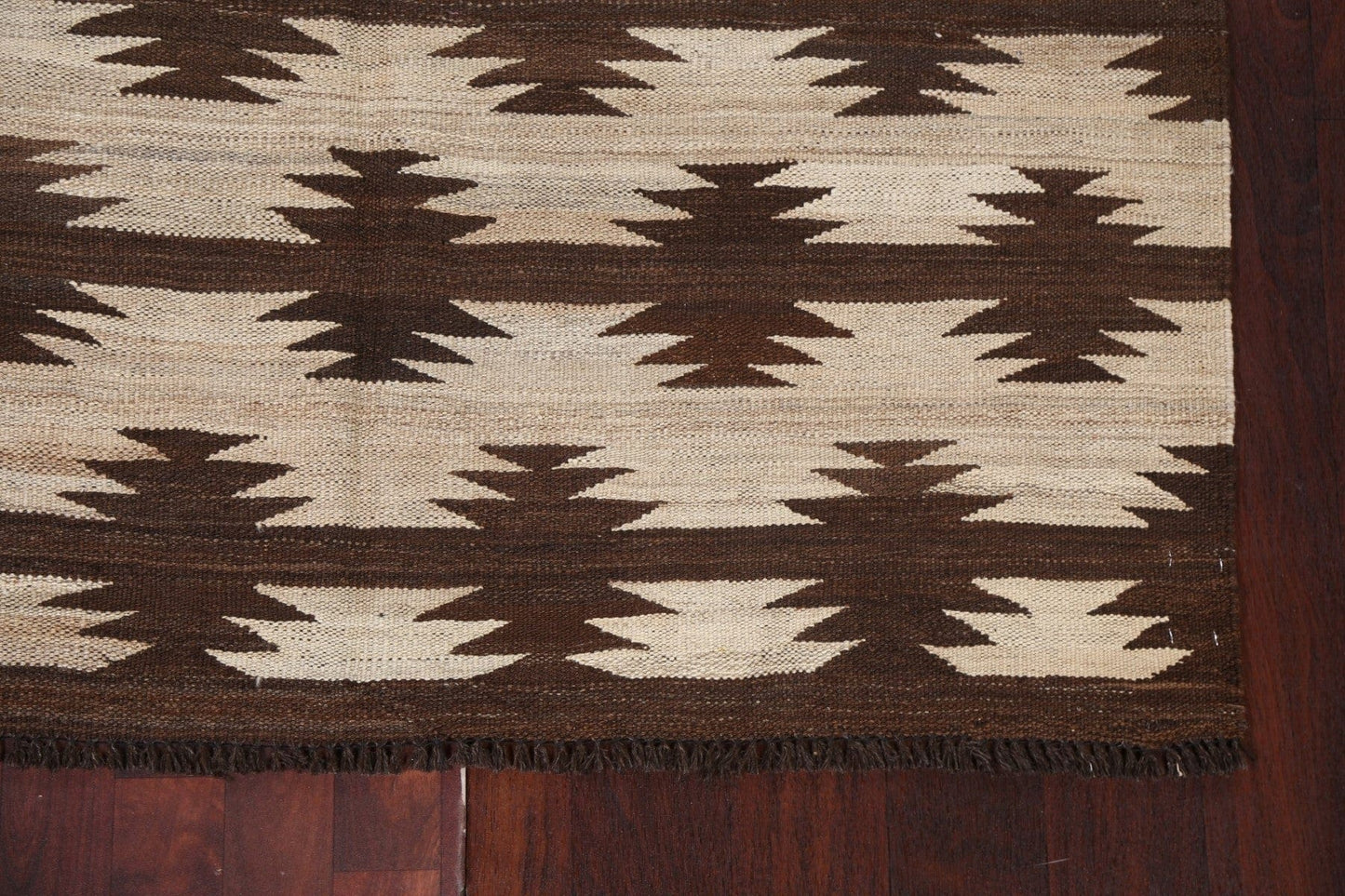 Natural Dye Wool Kilim Flat-Woven Area Rug 5x7