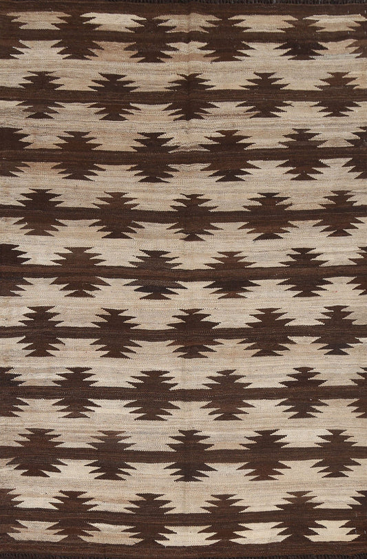 Natural Dye Wool Kilim Flat-Woven Area Rug 5x7