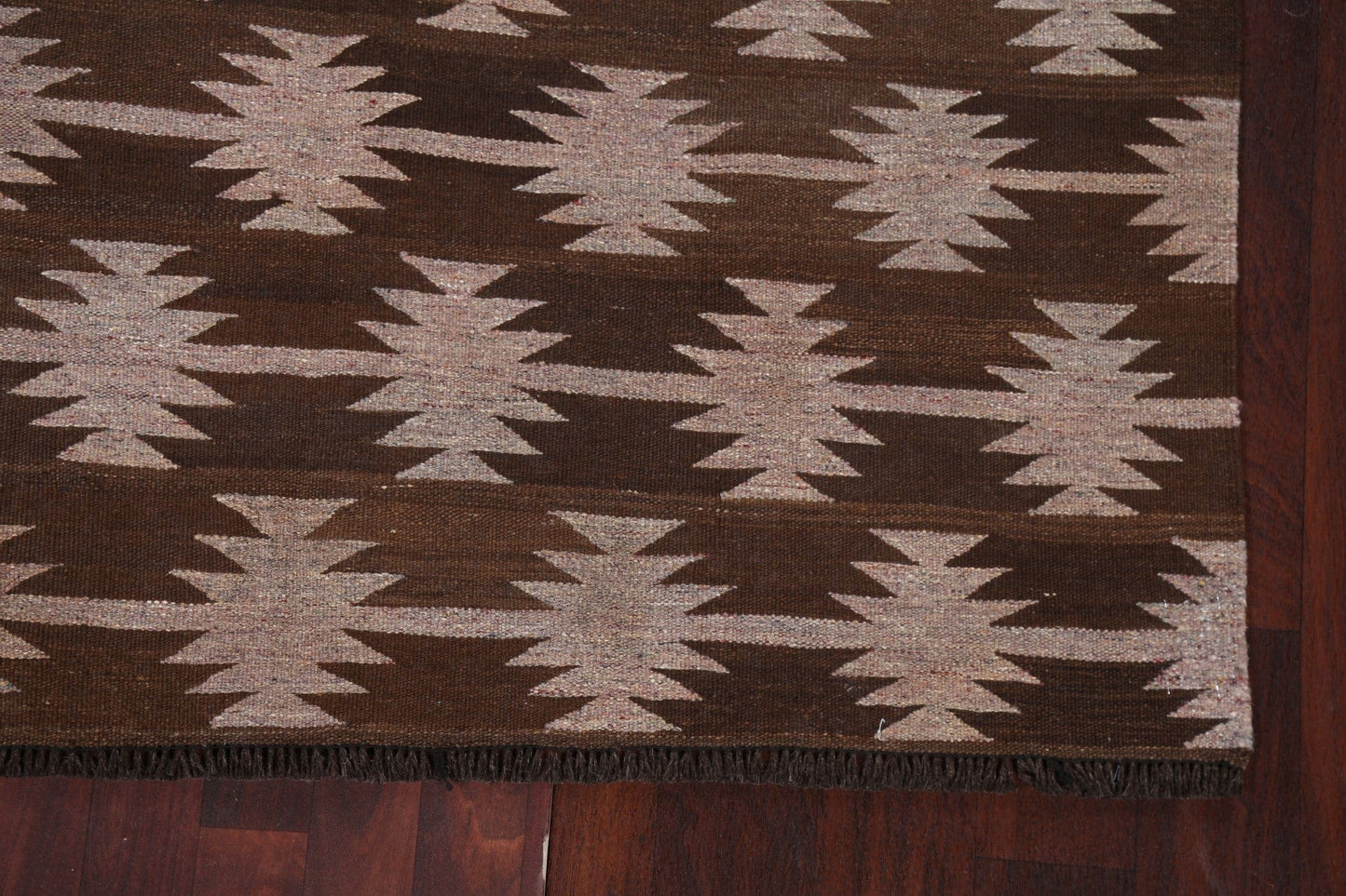 Natural Dye Wool Kilim Flat-Woven Area Rug 5x7