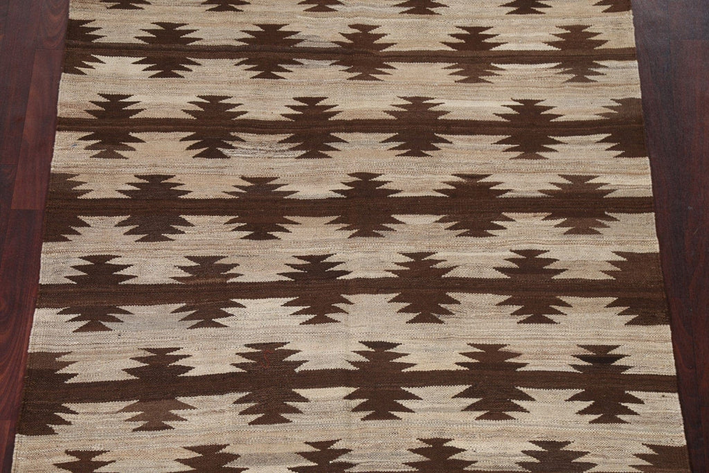 Natural Dye Wool Kilim Flat-Woven Area Rug 5x6