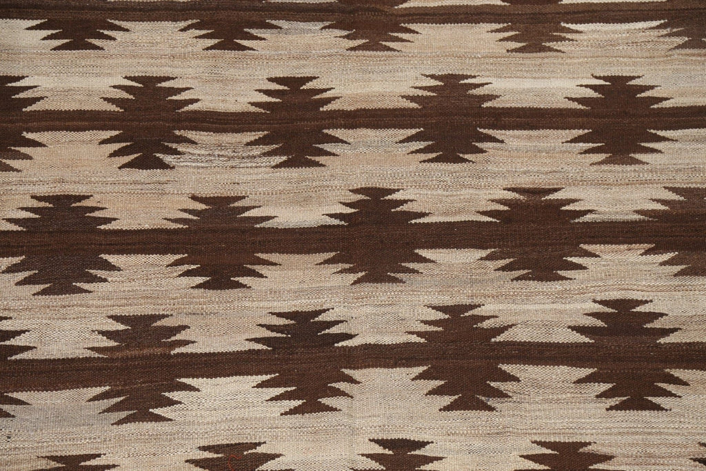 Natural Dye Wool Kilim Flat-Woven Area Rug 5x6