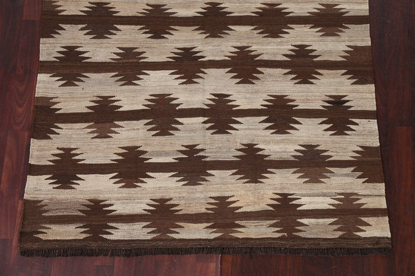 Natural Dye Wool Kilim Flat-Woven Area Rug 5x6