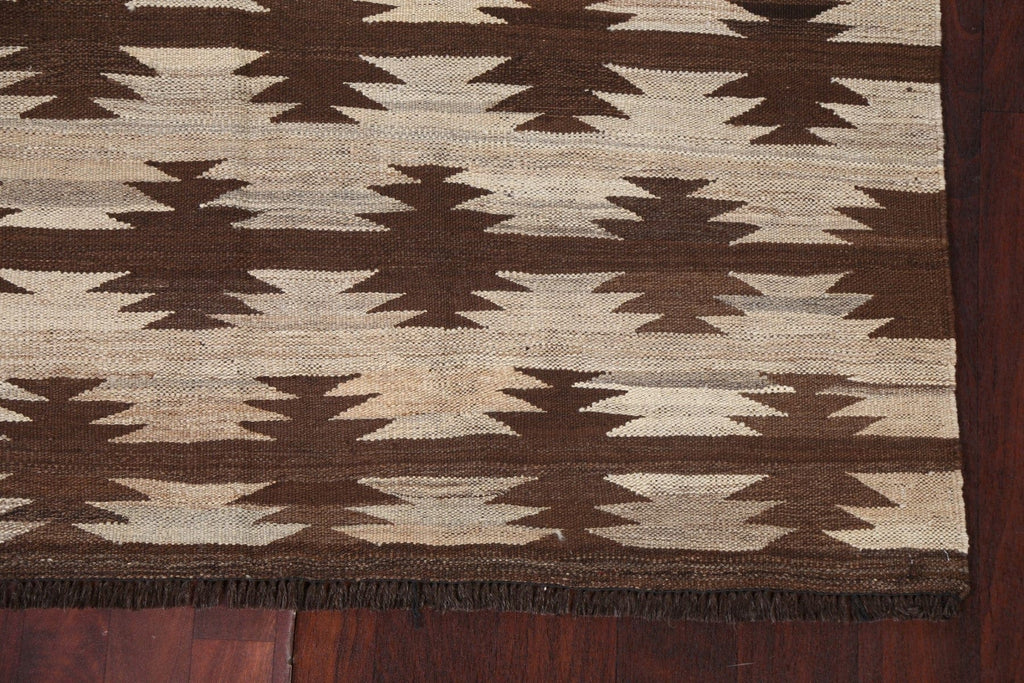 Natural Dye Wool Kilim Flat-Woven Area Rug 5x6