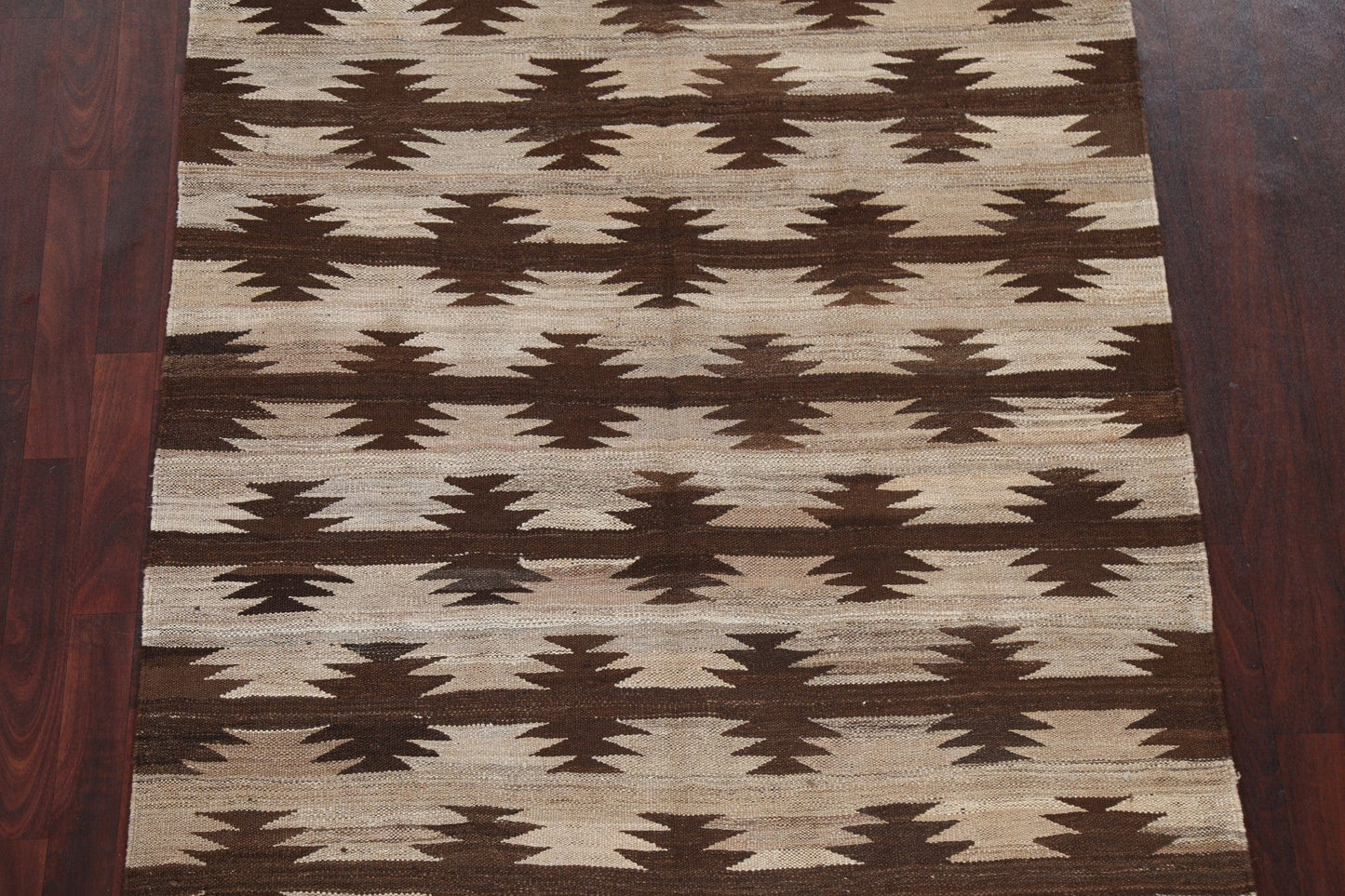 Natural Dye Wool Kilim Flat-Woven Area Rug 5x7