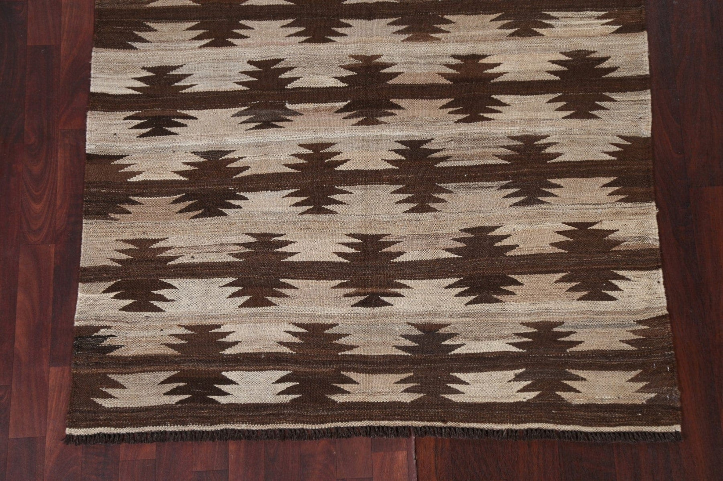 Natural Dye Wool Kilim Flat-Woven Area Rug 5x7