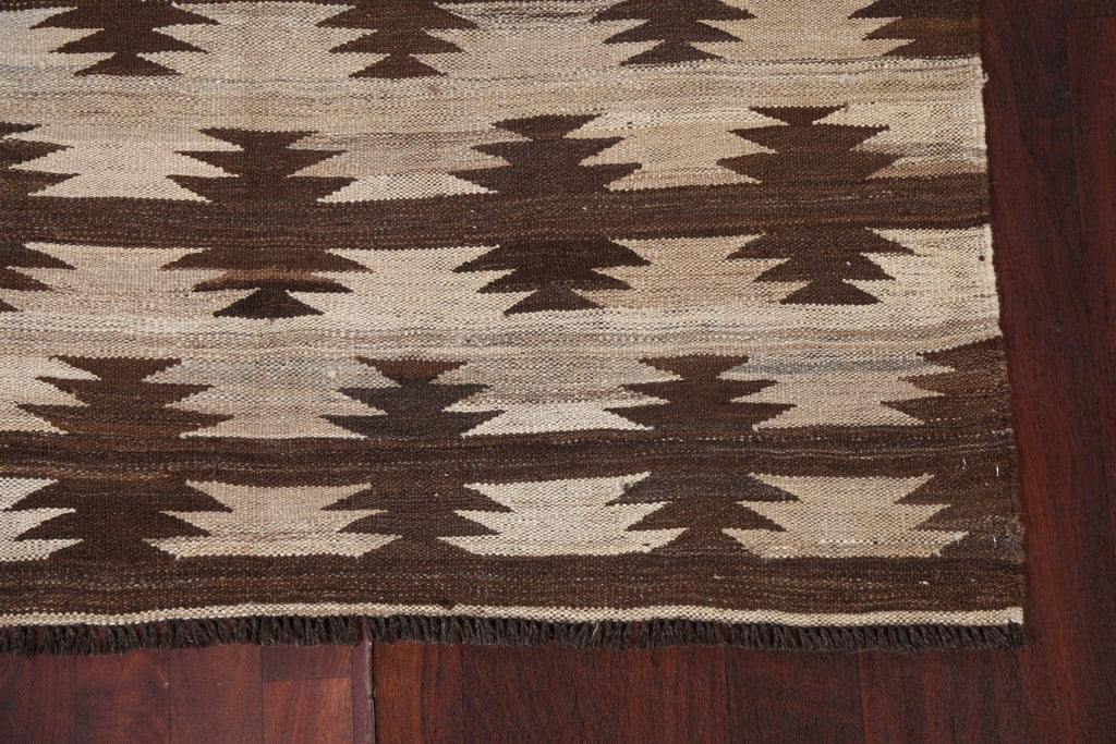 Natural Dye Wool Kilim Flat-Woven Area Rug 5x7