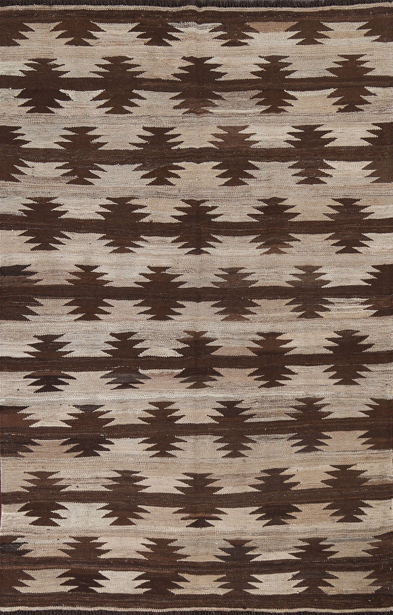 Natural Dye Wool Kilim Flat-Woven Area Rug 5x7